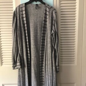 Blue mint black/grey stripe knit cardigan. Very nice and versatile.